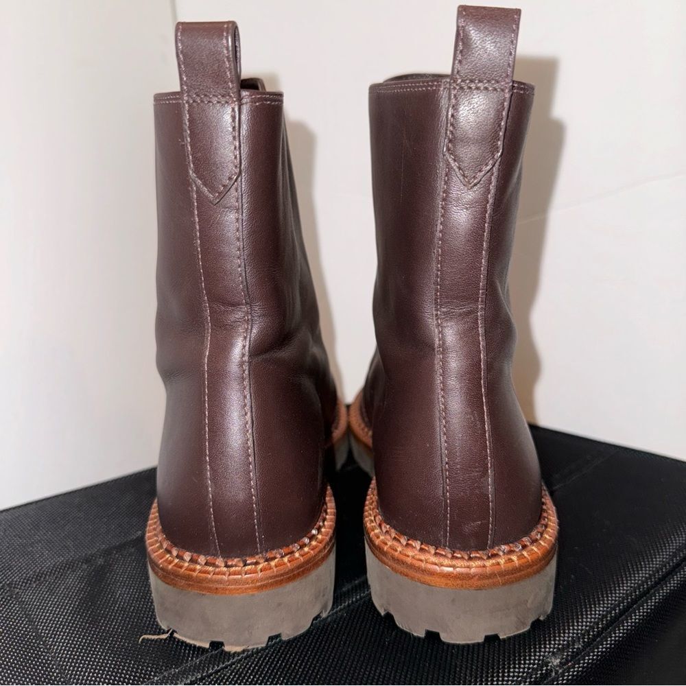Vince Cabrina Oxblood Leather Lug Sole Zip Ankle Boots Booties 5.5 - Picture 6 of 10